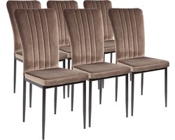 Albatros Modena Eetkamerstoelen met Fluwelen hoes, Set van 6, Bruin - Stijlvol Vintage Design, Fluwelen hoes, SGS-goedgekeurde gestoffeerde stoel - Moderne Keukenstoel, Eetkamerstoel of Eettafelstoel