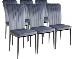 Albatros Modena Eetkamerstoelen met Fluwelen hoes, Set van 6, Grijs - Stijlvol Vintage Design, Fluwelen hoes, SGS-goedgekeurde gestoffeerde stoel - Moderne Keukenstoel, Eetkamerstoel of Eettafelstoel