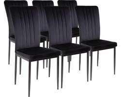 Albatros Modena Eetkamerstoelen met Fluwelen hoes, Set van 6, Zwart - Stijlvol Vintage Design, Fluwelen hoes, SGS-goedgekeurde gestoffeerde stoel - Moderne Keukenstoel, Eetkamerstoel of Eettafelstoel