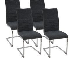 ALBATROS Sledestoel Lugano Set van 4, Grijs - Eetkamerstoel Schommelstoel met Modern Ontwerp, Stoffen Bekleding, Dikke Bekleding - Keukenstoel, Gestoffeerde Eetkamerstoel, Eettafelstoel