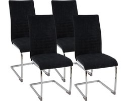 ALBATROS Sledestoel Lugano Set van 4, Zwart - Eetkamerstoel Schommelstoel met Modern Ontwerp, Stoffen Bekleding, Dikke Bekleding - Keukenstoel, Gestoffeerde Eetkamerstoel, Eettafelstoel