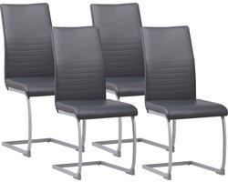 ALBATROS Sledestoel Murano Set van 4, Grijs - Schommelstoel met Modern Ontwerp en Kunstleren Bekleding - Keukenstoel, Gestoffeerde Eetkamerstoel, Eettafelstoel