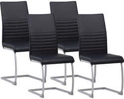 ALBATROS Sledestoel Murano Set van 4, Zwart - Schommelstoel met Modern Ontwerp en Kunstleren Bekleding - Keukenstoel, Gestoffeerde Eetkamerstoel, Eettafelstoel