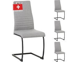 Albatros sledestoel TURANO 4er Set, Grijs - Moderne Schwingstühle met Stoffen Bekleding, 5 cm Dikke Zitting, Comfortabel en Elegant voor Eetkamer en Keuken