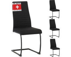 Albatros sledestoel TURANO 4er Set, Zwart- Moderne Schwingstühle met Stoffen Bekleding, 5 cm Dikke Zitting, Comfortabel en Elegant voor Eetkamer en Keuken