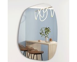 Albatros Spiegel Asymmetrisch - Designer Spiegel Asymmetrisch 75 x 55cm - Wandspiegel of Deurspiegel, Moderne Organische Vorm - Spiegel Ovaal en Groot - Asymmetrische Spiegel Vormloos en Frameloos, Wandspiegel
