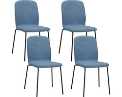 Albatros Stapelstoel ENNA Set van 4, Blauw - Stapelbare Vergaderstoel - Bezoekersstoel, Comfortabele Stoelen voor Wachtkamer