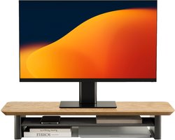 Alberenz Monitor verhoger Eik - Bureau organizer - Geschikt voor 1 scherm - Met opbergvak - Eiken lichtbruin met grijze poten monitorverhoger - Monitorstandaard