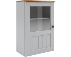 Alby II - Bovenkast met 1 glazen deur in grenen grijs (75 x 50 x 29 cm)