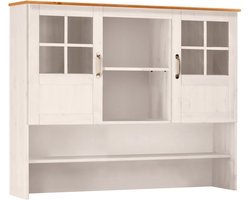 Alby|Hutch met 2 glazen deuren & 1+1 legplanken in grenen wit laqué