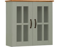 Alby|Wandkast met 2 glazen deuren in dennengroen