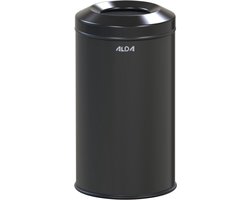 ALDA, Brandwerende prullenbak – 20L - 43xØ24 cm – zwart – afvalbak - vuilnisbak