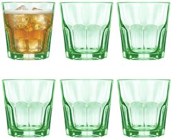 Alessandro Drinkglazen Casablanca - waterglazen - groen transparant - glas - set 6x stuks - 260 ml - gekleurd glas - stapelbaar