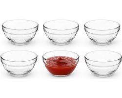 Alessandro keuken schaaltjes - 6x stuks - kleine kommetjes - transparant - glas - dia 14 cm - stapelbaar