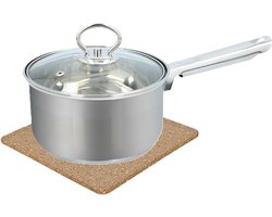 Alessandro Onderzetter voor pannen - set 2x - kurk - 18 x 18 cm - vierkant - hittebestendig - kookpannen/ovenschalen