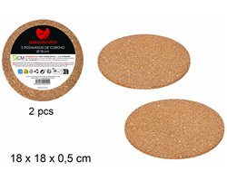 Alessandro Onderzetter voor pannen - set 6x - kurk - dia 18 cm - rond - hittebestendig - kookpannen/ovenschalen