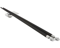 Alessi Alessandro Stick – Ebbenhouten Eetstokjes - RVS Houder - Design Alessandro Mendini