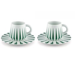 Alessi Delight Koffiekopjes met schotel - Set van 2 - Porselein - Groen