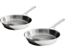 Alessi Koekenpannenset Pots&Pans AJM110 - ø 24 cm en ø 28 cm - door Jasper Morrison - Zonder anti-aanbaklaag