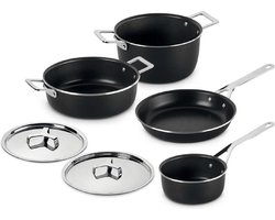 Alessi Pannenset Pots&Pans - AJM100S6 A - Zwart - door Jasper Morrison - 4 Delig