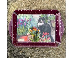 Alex Clark Dienblad Klein Formaat Cat & Tulips ~ Melamine Tray Kat en Bloemen