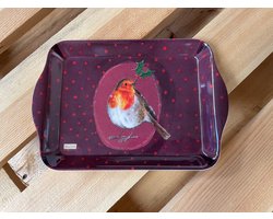 Alex Clark Dienblad Klein Formaat Roodborstje winter/kerst ~ Melamine Tray Robin & Holly