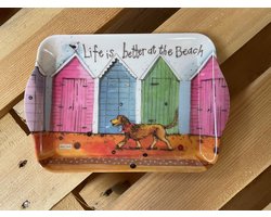 Alex Clark Dienblad Klein Formaat Strandhuisjes en Hond ~ Melamine Tray Life is Better