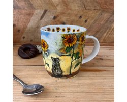 Alex Clark Mok Cat & Sunflowers ~ Kat en Zonnebloemen