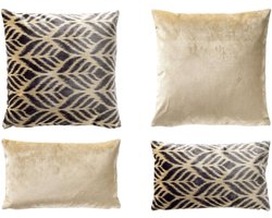 ALEXA/CELESTE | 4-delige kussenset | 45x45 cm en 30x50 cm | beige, antraciet