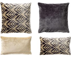 ALEXA/CELESTE | 4-delige kussenset | 45x45 en 30x50 | antraciet, beige | Hoii
