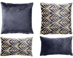 ALEXA/CELESTE | 4-delige kussenset | 45x45 en 30x50 cm | blauw