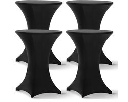 ALFA LIFESTYLE® 4x Luxe Statafelrok - ∅80-85x110 cm - Kreukvrij, Extra Dik & Sterk - Stretch Statafelhoes - Kerst Feest Statafel Partytafel Tafelrok - Zwart