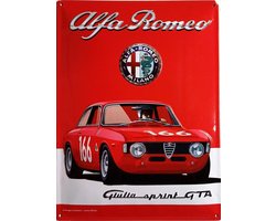 Alfa Romeo Giulia Sprint GTA. Metalen wandbord in reliëf 20 x 30 cm.