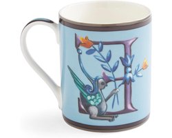 Alfabet Mok - Porseleinen Kop - Koffie Moment - Uniek Letter Design - 340ml Inhoud - Rood