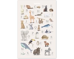 Alfabet Poster Dieren - Kinderkamer - Babykamer - 40x60 cm - Nederlands - ABC - Wanddecoratie - Kraamcadeau - Decoratie - School - Educatief - Schoolplaat - inikini