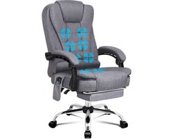 ALFORDSON Bureaustoel met 8-puntsmassagevibratie, in hoogte verstelbare directiestoel (1 stuk), met armleuningen, belastbaar tot 180 kg, verwarmde zitting