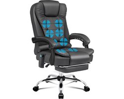 ALFORDSON Bureaustoel met 8-puntsmassagevibratie, in hoogte verstelbare directiestoel (1 stuk), met armleuningen, belastbaar tot 180 kg, verwarmde zitting