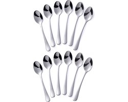 Alheco 12 ovale theelepels - 12.3cm - RVS theelepeltjes - Zilver