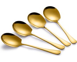 Alheco 4 opscheplepels - Groentelepel - Aardappellepel - Serveerlepel - Goud