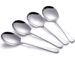 Alheco 4 opscheplepels - Groentelepel - Aardappellepel - Serveerlepel - Zilver
