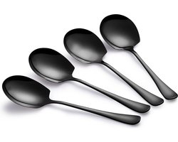 Alheco 4 opscheplepels - Groentelepel - Aardappellepel - Serveerlepel - Zwart