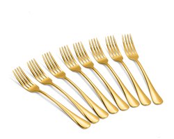 Alheco set van 8 tafelvorken - RVS vorken - 20.3cm - Goud