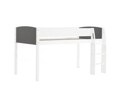 Alia houten kinderhoogslaper - 90 x 190 cm - Wit/Grijs