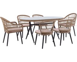ALIANO - Tuinset 6 personen - Natuurlijk - PE rotan