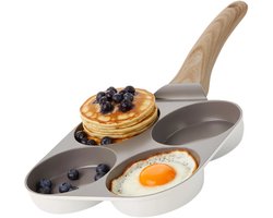 Alice by ISENVI Eierpan - 4-In-1 - American Pancake Pan - Keramisch - Koudgreep - Pannenkoekenpan - voor o.a. Inductie - PFAS, PTFE Vrij - Beige