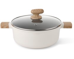 Alice by ISENVI Kookpan met Deksel - 24 cm - Keramisch - Koudgreep - voor o.a. Inductie - PFAS, PTFE en PFOA Vrij - Beige