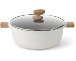 Alice by ISENVI Kookpan met Deksel - 28 cm - Keramisch - Koudgreep - voor o.a. Inductie - PFAS, PTFE Vrij - Beige