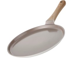 Alice by ISENVI Pannenkoekenpan Inductie - 28 cm - Keramisch - Koudgreep - Pancake Pan - PFAS, PTFE Vrij - Alle warmtebronnen - Beige