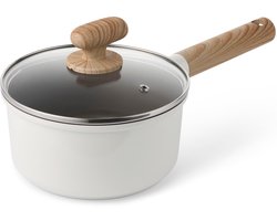 Alice by ISENVI Steelpan met Deksel - 18 cm - Keramisch - Koudgreep - Sauspan - voor o.a. Inductie - PFAS, PTFE en PFOA Vrij - Beige