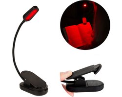 Alina Roodlicht Leeslampje - Stimuleert Melatonine en Bioritme voor Betere Slaap - Klemlamp voor in Bed - Leeslampje voor Boek - Rood Licht Lamp - Gratis Slaap optimalisatie E-Book